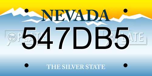 547DB5 Nevada License Plate