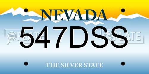 547DSS Nevada License Plate
