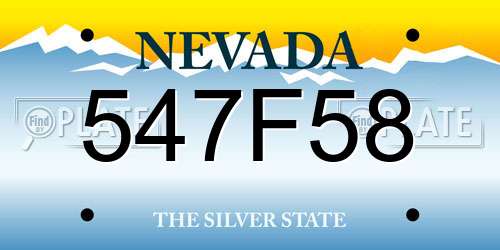 547F58 Nevada License Plate