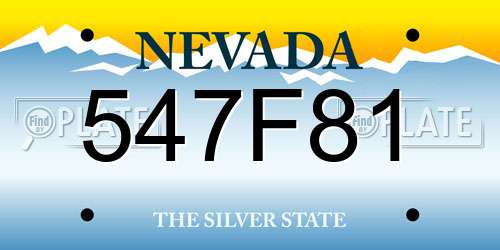 547F81 Nevada License Plate