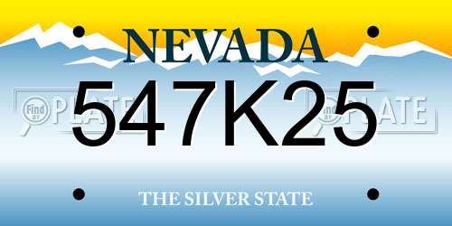 547K25 Nevada License Plate