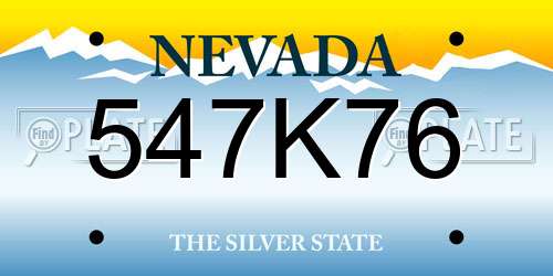 547K76 Nevada License Plate