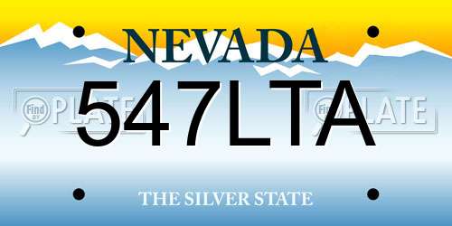 547LTA Nevada License Plate