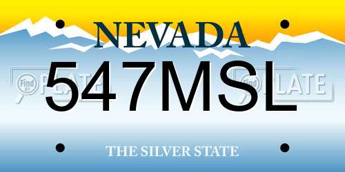 547MSL Nevada License Plate