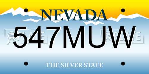 547MUW Nevada License Plate