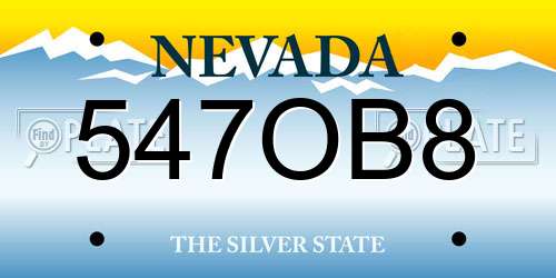 547OB8 Nevada License Plate