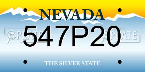 547P20 Nevada License Plate