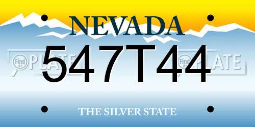 547T44 Nevada License Plate