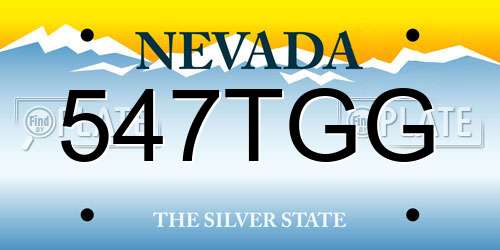 547TGG Nevada License Plate