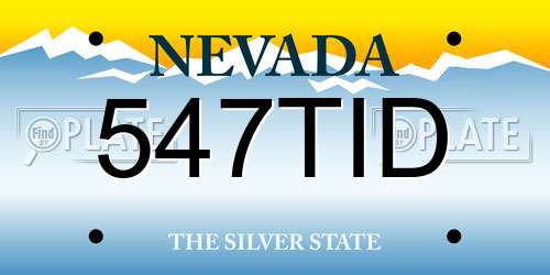 547TID Nevada License Plate