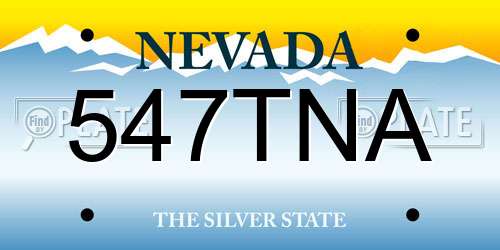 547TNA Nevada License Plate