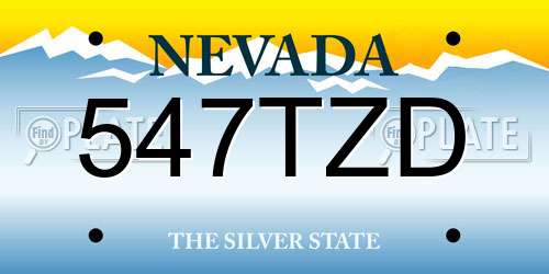 547TZD Nevada License Plate