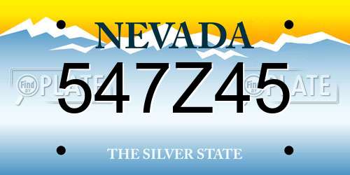 547Z45 Nevada License Plate