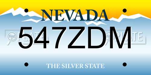547ZDM Nevada License Plate