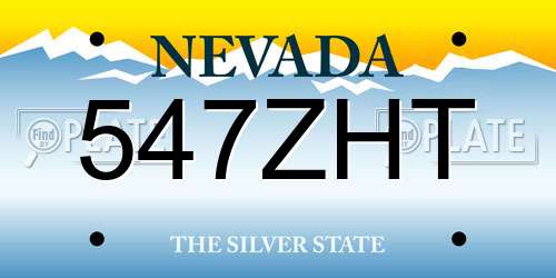 547ZHT Nevada License Plate