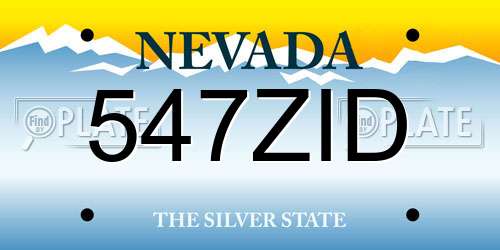 547ZID Nevada License Plate