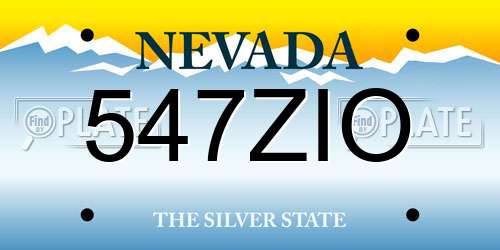 547ZIO Nevada License Plate
