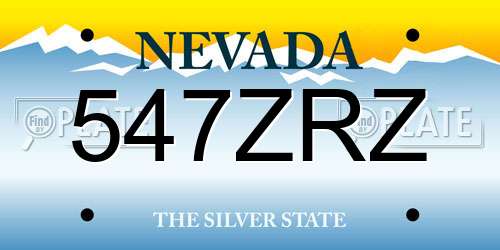 547ZRZ Nevada License Plate