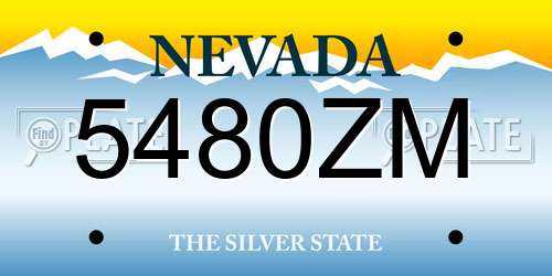 5480ZM Nevada License Plate