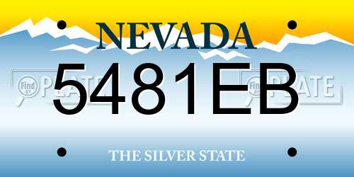5481EB Nevada License Plate