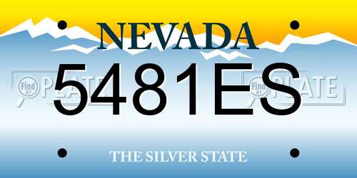 5481ES Nevada License Plate