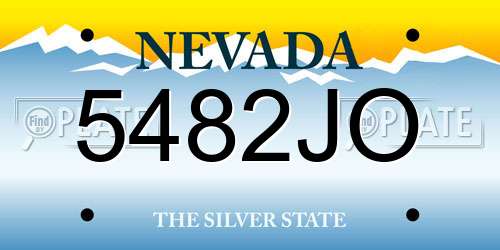 5482JO Nevada License Plate