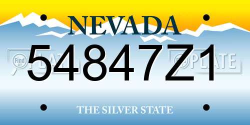 54847Z1 Nevada License Plate