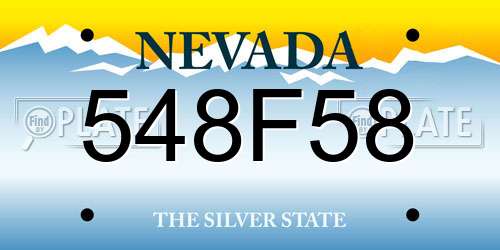 548F58 Nevada License Plate