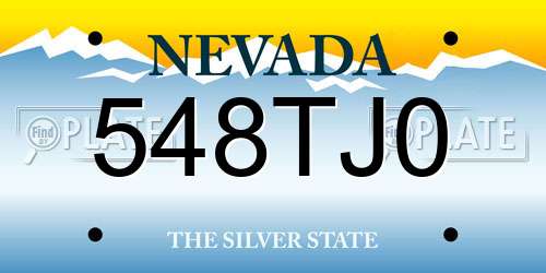 548TJ0 Nevada License Plate