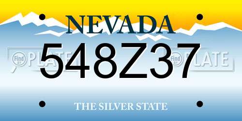 548Z37 Nevada License Plate