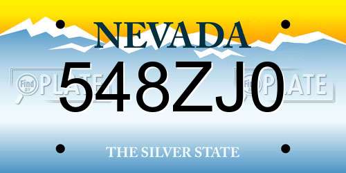 548ZJ0 Nevada License Plate