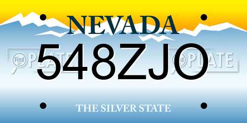 548ZJO Nevada License Plate