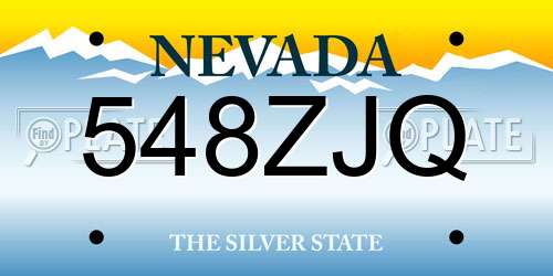 548ZJQ Nevada License Plate