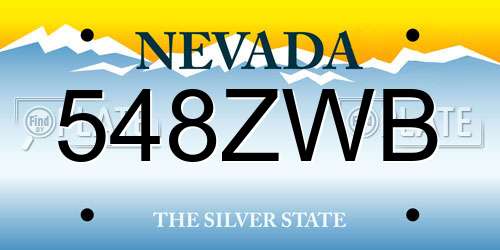 548ZWB Nevada License Plate