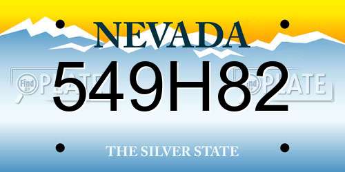 549H82 Nevada License Plate