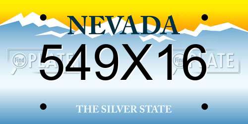 549X16 Nevada License Plate