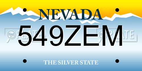 549ZEM Nevada License Plate