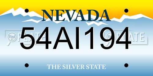 54AI194 Nevada License Plate