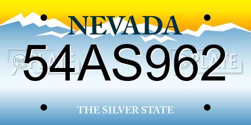 54AS962 Nevada License Plate
