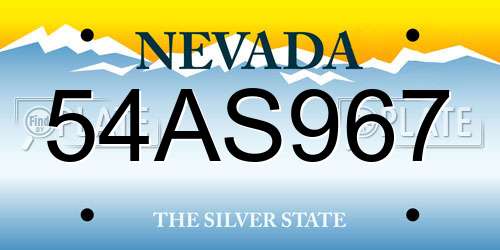 54AS967 Nevada License Plate