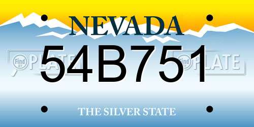 54B751 Nevada License Plate