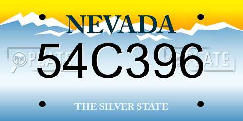 54C396 Nevada License Plate