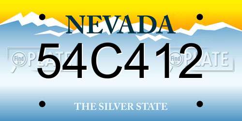 54C412 Nevada License Plate