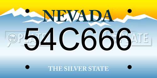 54C666 Nevada License Plate