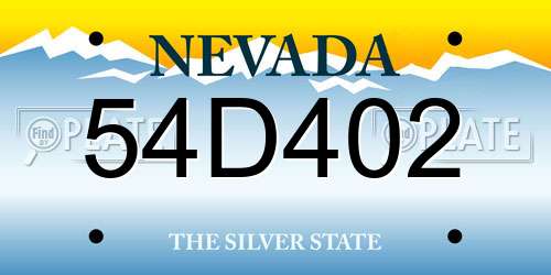 54D402 Nevada License Plate
