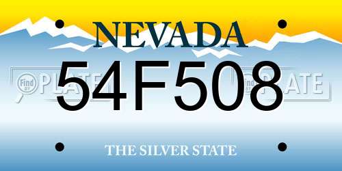 54F508 Nevada License Plate