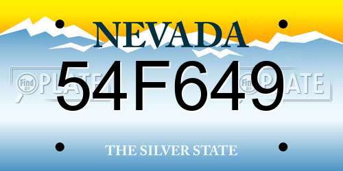54F649 Nevada License Plate