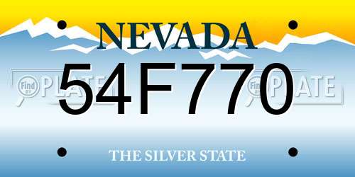 54F770 Nevada License Plate