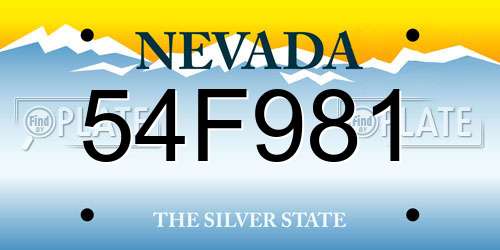 54F981 Nevada License Plate
