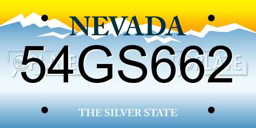 54GS662 Nevada License Plate